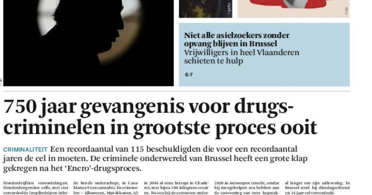 Belgique : un total de 750 ans de prison dans le mégaprocès du trafic de drogue