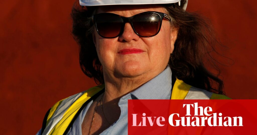 Australia news live: Gina Rinehart’s Hancock Prospecting reports $5.6bn profit; Sally Sara to replace Patricia Karvelas on RN mornings