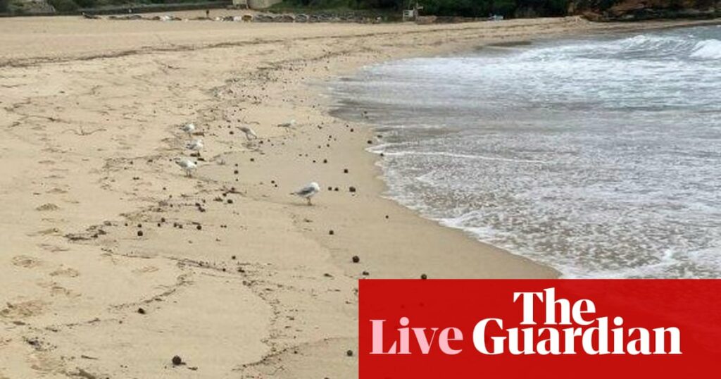 Australia news live: Sydney beach closed after mysterious black balls wash ashore; Penny Wong launches humanitarian policy