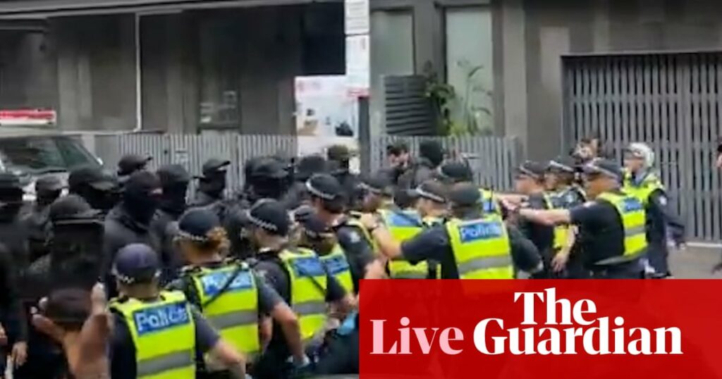 Australia news live: police pepper spray neo-Nazi rally in Melbourne; Bruce Lehrmann to learn fate of appeal