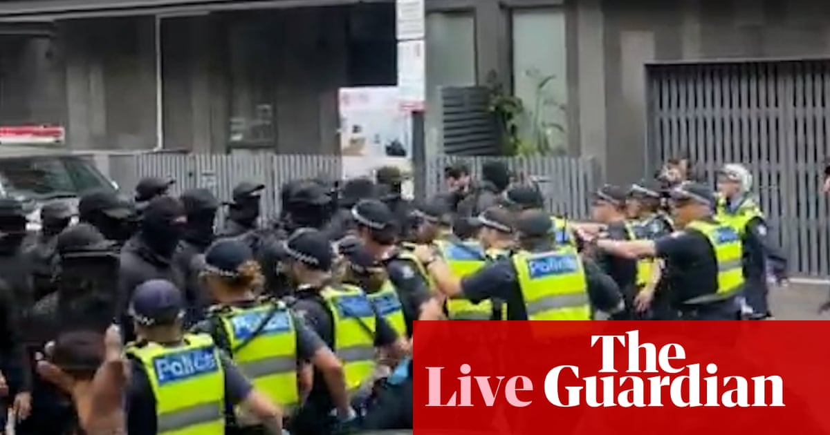 Australia news live: police pepper spray neo-Nazi rally in Melbourne; Bruce Lehrmann to learn fate of appeal