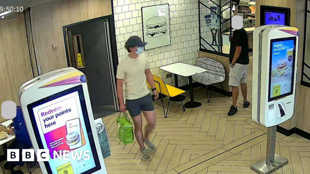 CCTV shows Khalife changing clothes in McDonald's