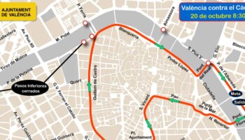 Calles cortadas y líneas de la EMT desviadas en Valencia el domingo 20 de octubre por la carrera contra el cáncer