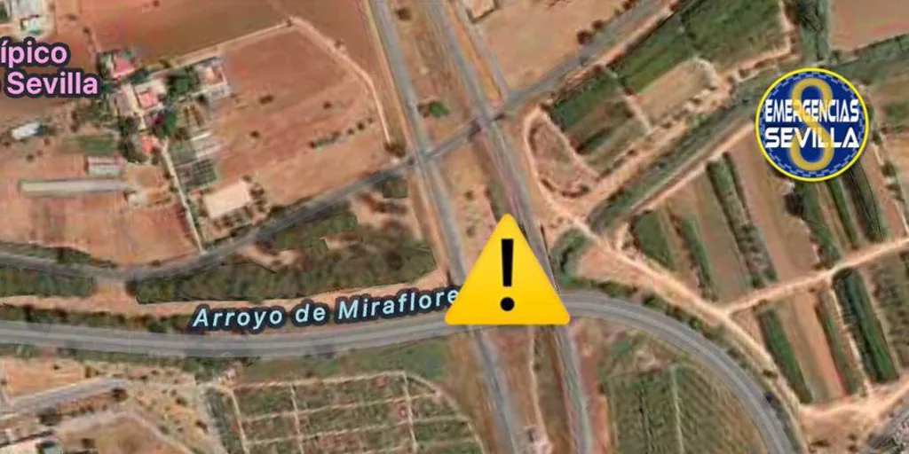 Corte del tráfico a la altura de Miraflores por el desbordamiento del arroyo Tamarguillo