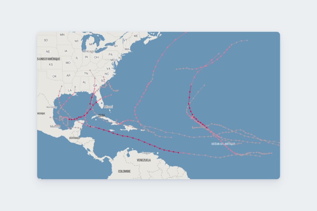 Deux graphiques qui témoignent d’une saison cyclonique 2024 peu habituelle dans l’Atlantique Nord