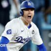 Los Angeles Dodgers first baseman Freddie Freeman celebrates after hitting a walk-off grand slam to win game one of the World Series