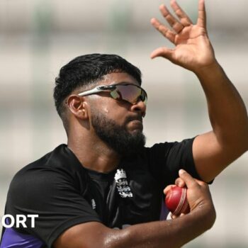 Rehan Ahmed bowls in the nets