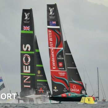 Great Britain and New Zealand compete at the America's Cup