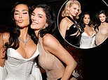 Kim Kardashian lets her hair down with sisters Kylie and Kendall Jenner as they party inside the star-studded Academy Museum Gala