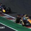 Lando Norris with Max Verstappen right behind him in the US Grand Prix