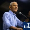 Obama holds rally for Kamala Harris and urges men to reject ‘bullying’ Trump