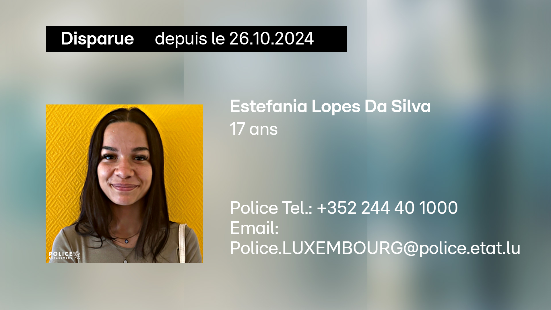 Police: La jeune Estefania est portée disparue au Luxembourg