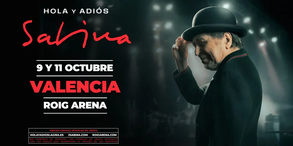 Sabina actuará en el Roig Arena los días 9 y 11 de octubre de 2025, dentro de su gira 'Hola y Adiós'