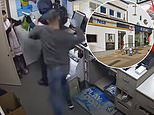 Terrifying moment brave shop worker stops gun-toting robber raiding till to pay off £1,000 crack cocaine debt