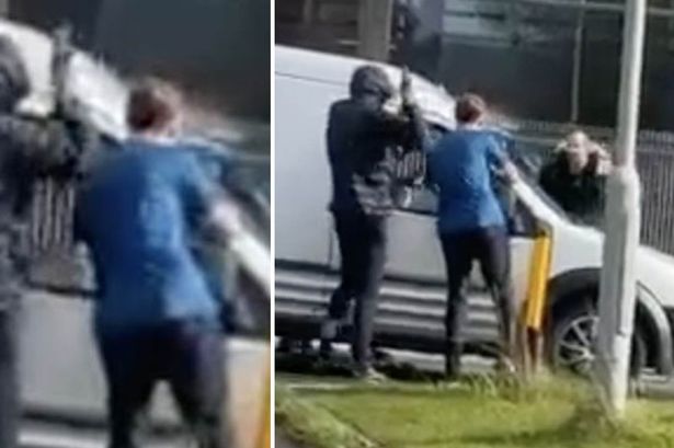 Terrifying video shows moment armed thugs attack car in Tesco road rage incident