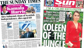 The Papers: Alex Salmond dies aged 69 and 'Coleen of the jungle'