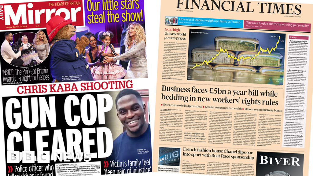 The Papers: 'Gun cop cleared' and 'workplace reforms could cost £5bn'