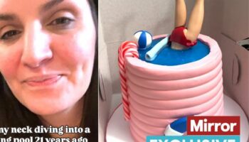 Video shows man praised for getting girlfriend cake on anniversary of her breaking neck - 'he's a keeper'