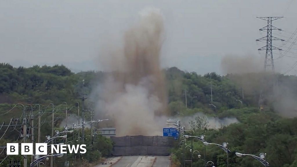 Watch as North Korea blows up roads connecting to South Korea