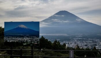 Le mont Fuji sans neige le 1er novembre, une première depuis le début des relevés il y a 130 ans