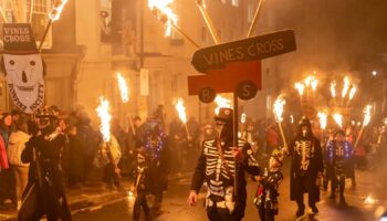 Part of the parade in 2023. Pic: AP