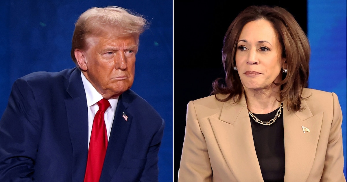 Combo photo de Kamala Harris et Donald Trump, créé le 25 octobre 2024