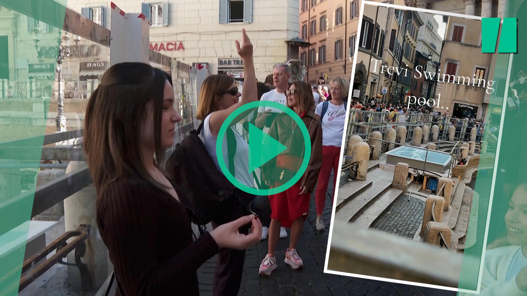 La fontaine de Trevi en travaux à Rome, un bassin installé pour respecter la tradition malgré tout