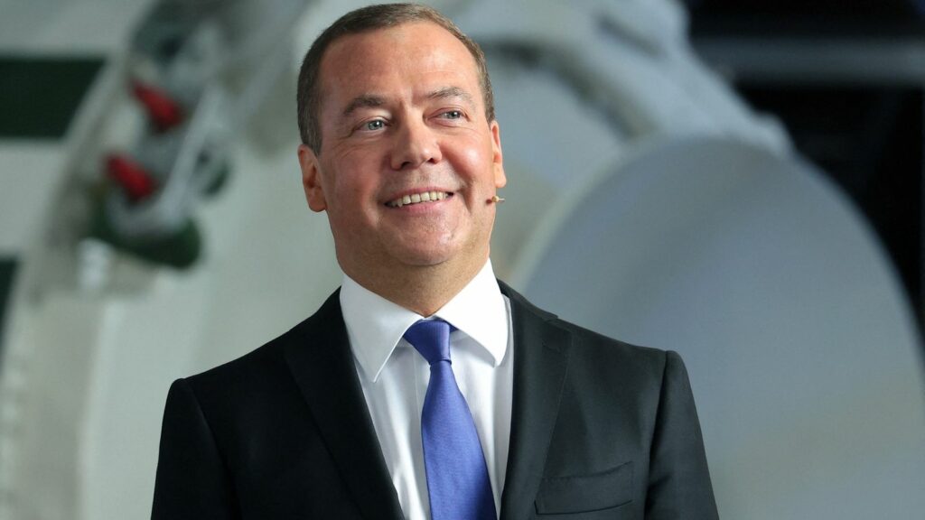 Deputy head of Russia's Security Council Dmitry Medvedev in 2023. Sputnik/Yekaterina Shtukina/Reuters