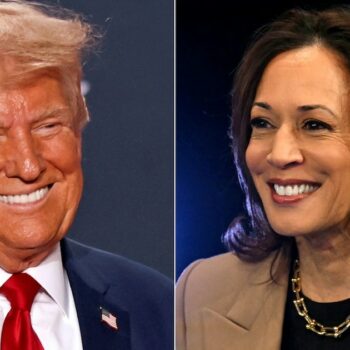 Donald Trump à Fayetteville (Caroline du Nord) le 4 octobre 2024, et Kamala Harris à Las Vegas (Nevada), le 10 octobre 2024