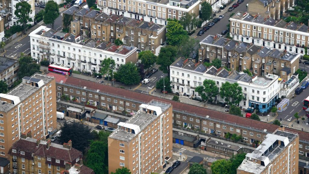 Terraced housing and blocks of flats in west London. Pic: PA