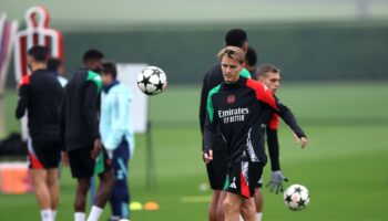 Arsenal receive Martin Odegaard boost but Declan Rice misses training ahead of Inter