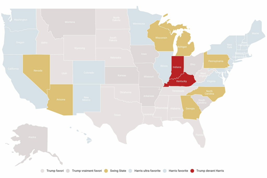 Carte des résultats des élections américaines : les scores de Harris et Trump Etat par Etat