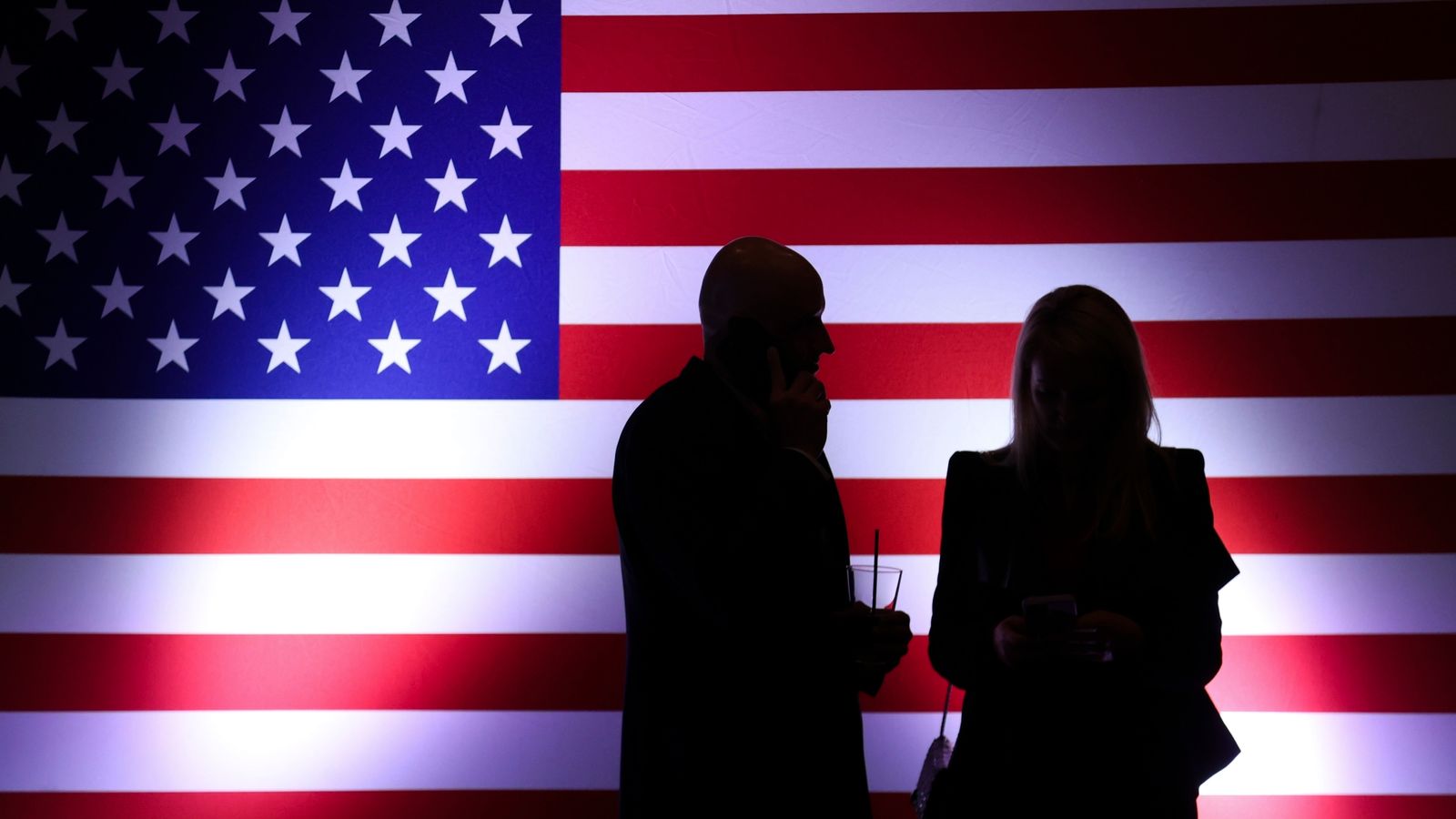 Voters watch results during an election night watch party for Sam Brown, Republican candidate for the U.S. Senate, Tuesday, Nov. 5, 2024, in Las Vegas, Nev. (AP Photo/Ian Maule)