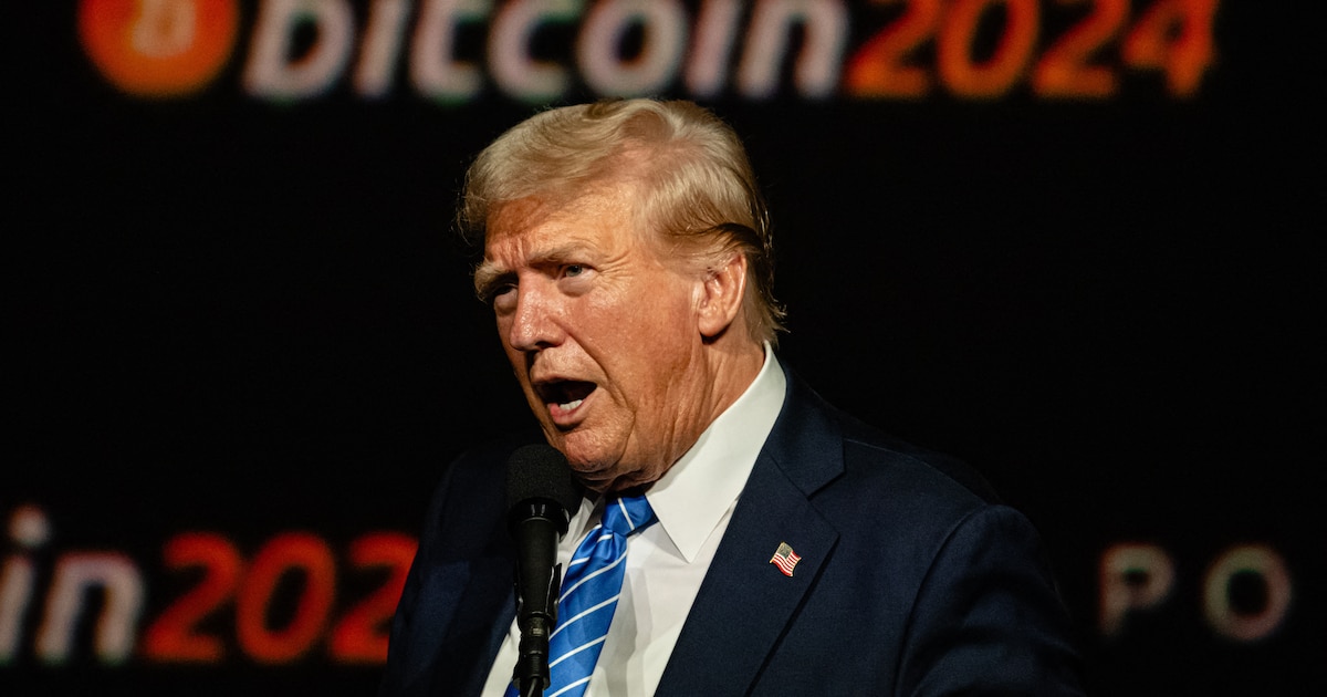 Donald Trump, lors d'un discours à la conférence Bitcoin 2024, le 27 juillet 2024 à Nashville, dans le Tennessee.