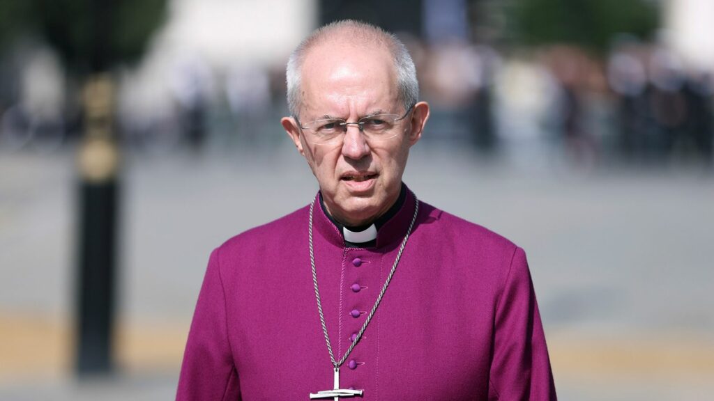 FILE - The Archbishop of Canterbury Justin Welby walks through Westminster in London on Sept. 14, 2022. (Richard Heathcote/Pool Photo via AP, File)