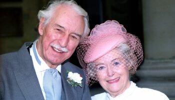 June Spencer with late actor Arnold Peters, who played her Archer's husband. Pic: BBC via PA