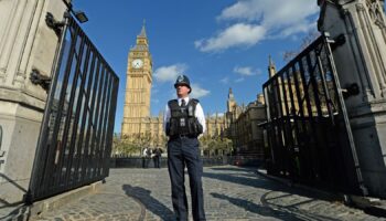 A police officer stands at the Carriage Gates entrance to parliament. File pic: PA