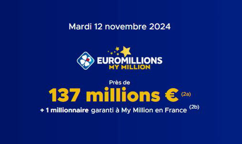 Résultat Euromillions (FDJ) : le tirage de ce mardi 12 novembre 2024, 137 millions d'euros en jeu