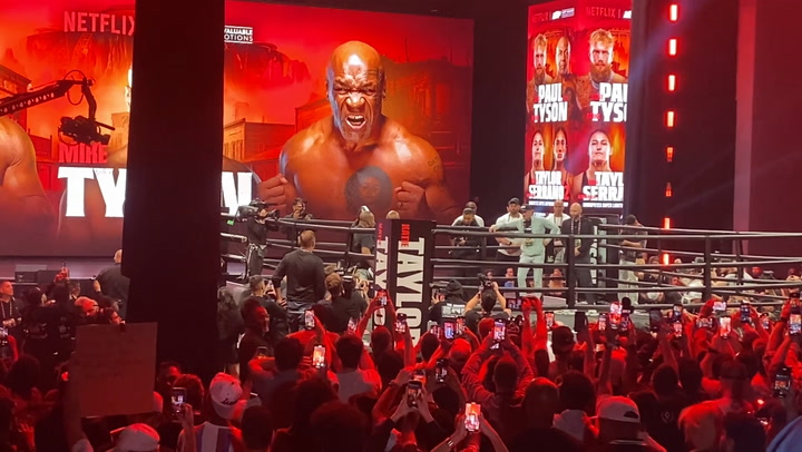 Mike Tyson throws ferocious punches in open workout for Jake Paul boxing match