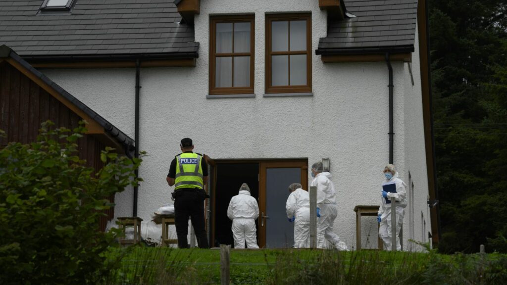 Forensics officers at the scene of an incident at a property in the Teangue area on the Isle of Skye in Scotland. Police Scotland said officers were initially called to the Tarskavaig area on Skye shortly before 9am on Wednesday after a report of a 32-year-old woman having been seriously injured at a property and who has since been taken to the Queen Elizabeth University Hospital in Glasgow for treatment. A further incident at a property in the Teangue area on Skye was then reported shortly afte