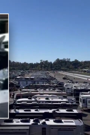 Plane crashes near California racetrack during NHRA finals, hitting cars, injuring 3 people: officials