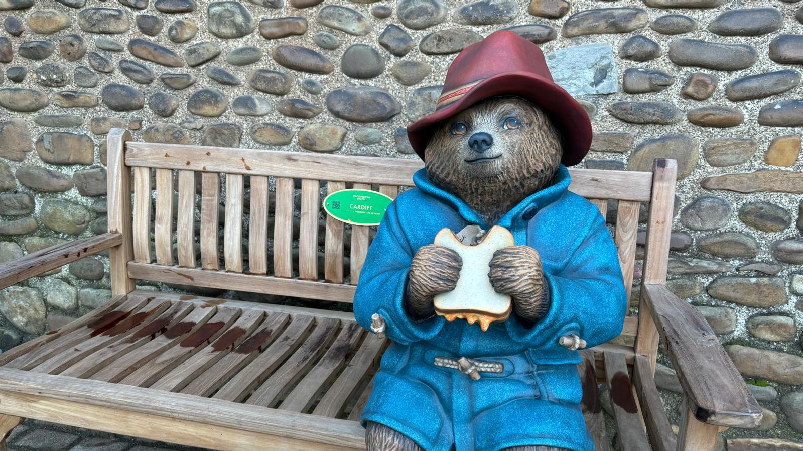 A Paddington bear statue has been moved to its new home in Cardiff Castle