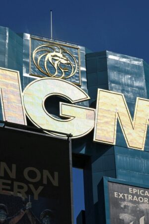 A view of MGM Grand hotel and casino signage, after MGM Resorts shut down some computer systems due to a cyber attack in Las Vegas, Nevada, U.S., September 13, 2023. REUTERS/Bridget Bennett