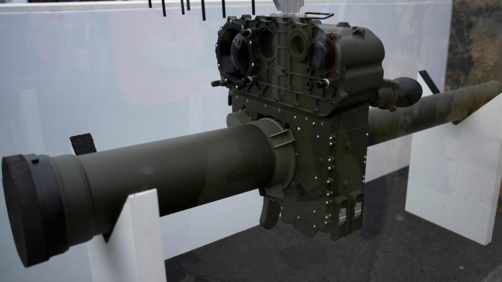 A shoulder missile launcher made by Thales is shown. Pic: AP