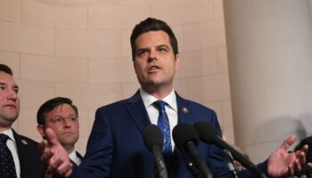 L'élu républicain Matt Gaetz s'exprimant devant la presse le 13 décembre 2019 à Washington