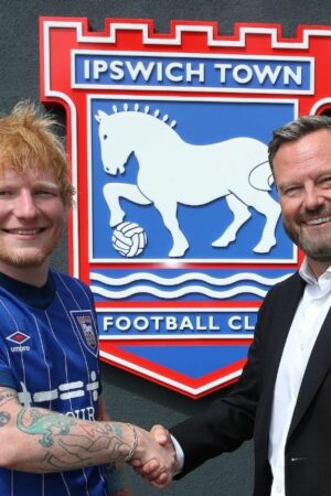 Ed Sheeran and Ipswich Town CEO and chairman Mark Ashton. Pic: Ipswich Town FC