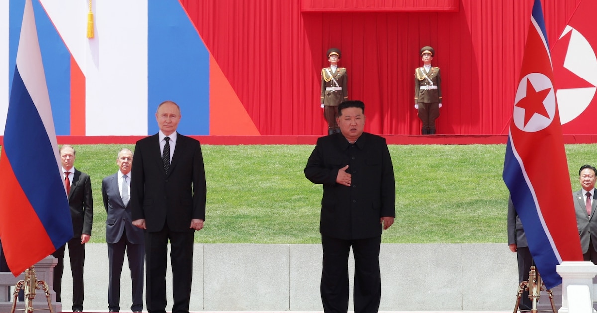 Le président russe Vladimir Poutine et le dirigeant nord-coréen Kim Jong Un, le 19 juin 2024 à Pyongyang