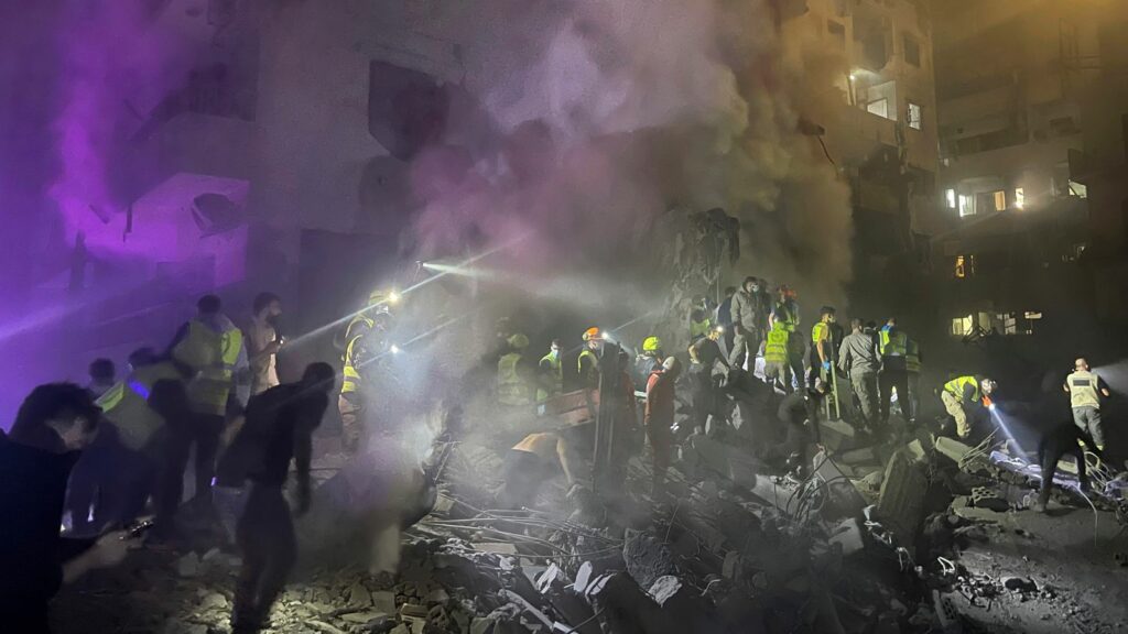 Rescue workers at the site. Pic: AP