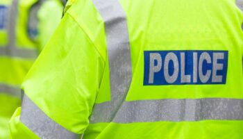 Police in hi-visibility jackets policing crowd control at a UK event