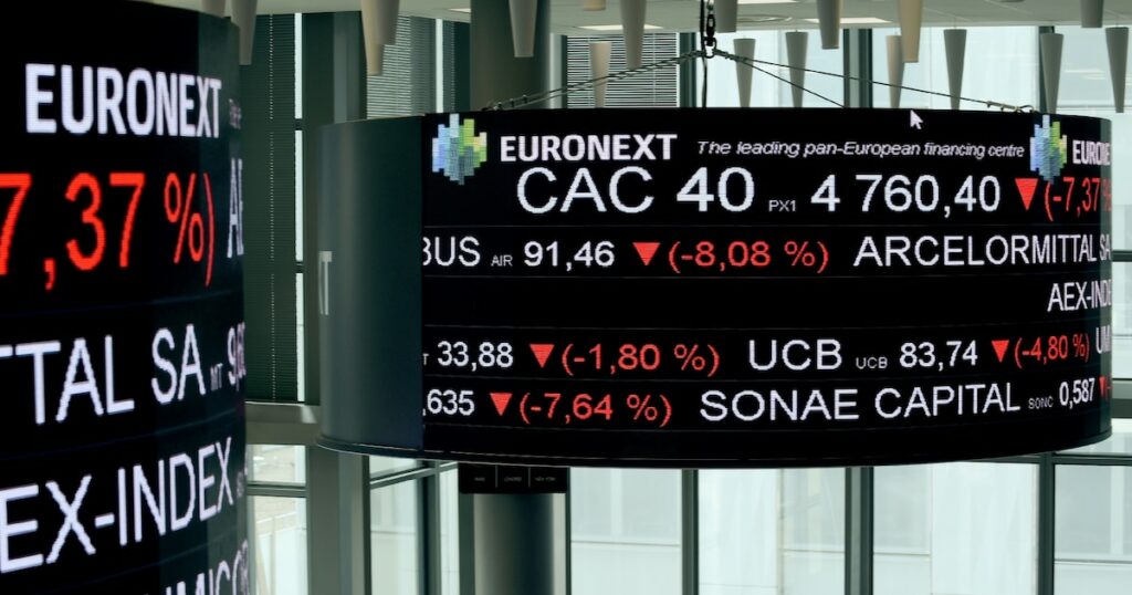 La salle de contrôle d'Euronext, société qui gère la Bourse de Paris